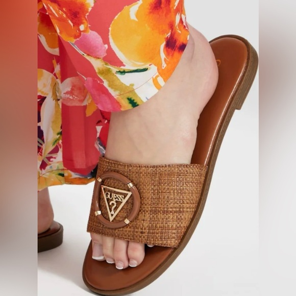 Guess Shoes - Guess Woven Strap Slides Logo Emblem Size 10 NWOT